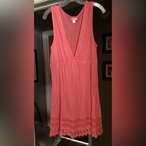 Venus Sleeveless Coral Bathing Suit Coverup with Lace Hem